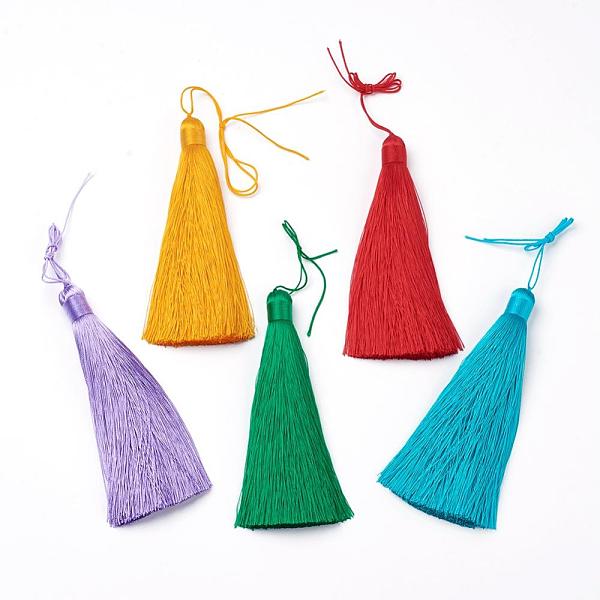

PandaHall Polyester Tassel Big Pendants, Ice Silk Tassel, Mixed Color, 122x12mm Polyester Multicolor