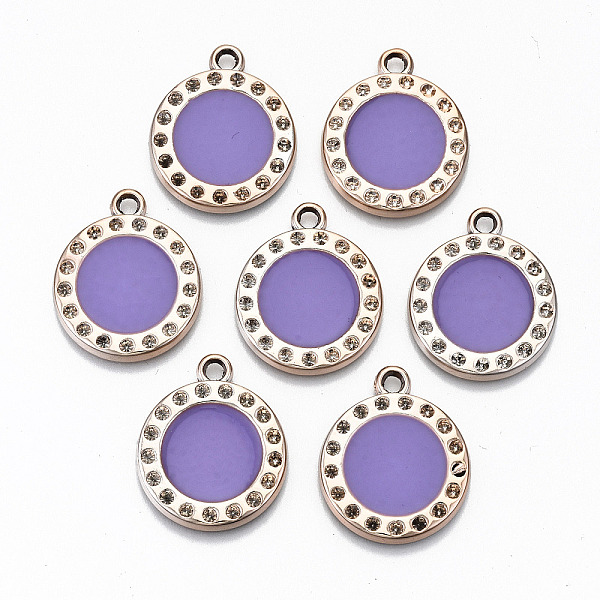 

PandaHall UV Plating Acrylic Pendant Rhinestone Settings, with Enamel, Round, Light Gold, Medium Orchid, Fit for 2mm Rhinestone , 26x22x3mm...