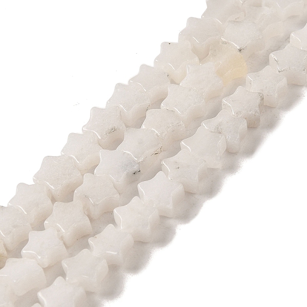 

PandaHall Natural White Jade Beads Strands, Star, 6x5.5x2mm, Hole: 0.8mm, about 75pcs/strand, 14.57 inch(37cm) White Jade Star