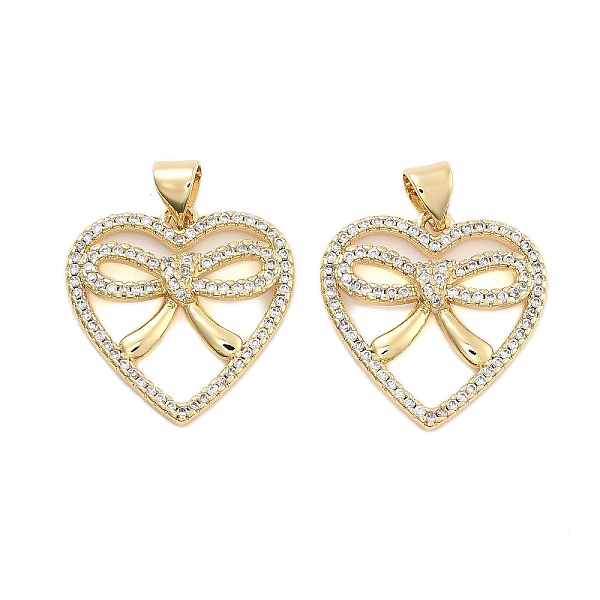

PandaHall Brass Pave Clear Cubic Zirconia Pendants, Golden, Heart, 20.5x20x4mm, Hole: 5mm Brass+Cubic Zirconia Heart Clear