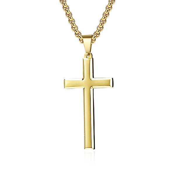 

PandaHall Stainless Steel Cross Pendant Unisex Necklaces, Box Chain Necklaces for Men Women Stainless Steel