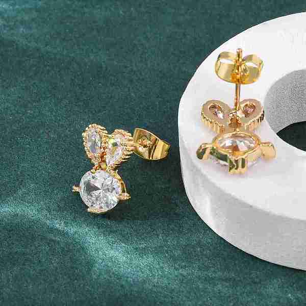 ブラス パヴェ キュービックジルコニア スタッド ピアス