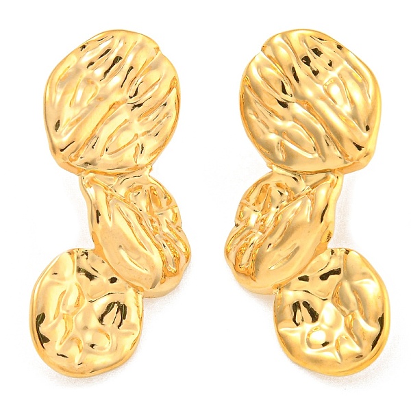 

PandaHall 304 Stainless Steel with Textured Stud Earrings for Women, Real 18Ksem Gold Plated, Oval, 33x17mm 304 Stainless Steel Oval