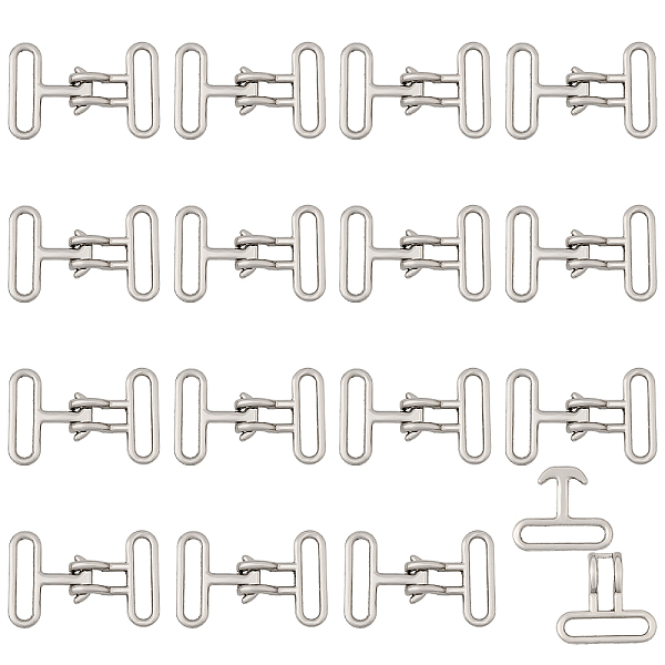 

PandaHall CHGCRAFT Alloy Snap Lock Clasps, Garment Clasps Findings, Platinum, 45x29.5x7mm, 16pcs Alloy