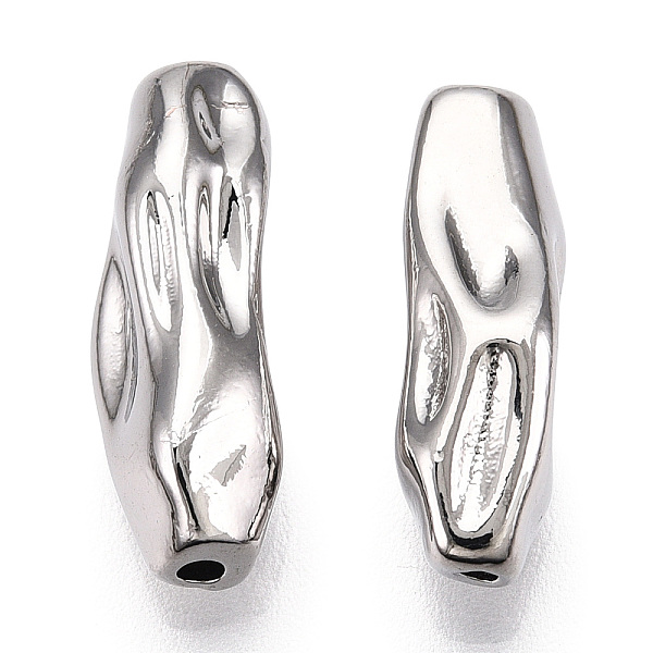 

PandaHall Rack Plating Brass Beads, Textured, Irregular Tube, Platinum, 18.5x5x5.5mm, Hole: 0.9mm Brass Tube