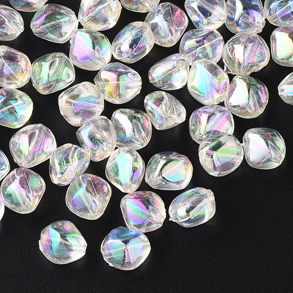

PandaHall Transparent Acrylic Beads, AB Color Plated, Nuggets, Clear AB, 10.5x10x8mm, Hole: 1.6mm, about 2300pcs/500g Acrylic Nuggets White