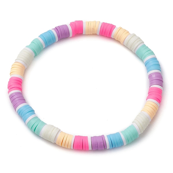 

PandaHall Rainbow Color Disc Handmade Polymer Clay Beaded Stretch Bracelets for Women, Colorful, Inner Diameter: 2 inch(5.05cm) Polymer Clay...