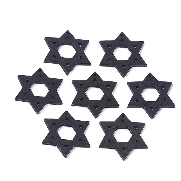 

PandaHall Spray Painted Wood Pendants, for Jewish, Star of David, Black, 32x29.5x2.5mm, Hole: 1.2mm Wood Star Black