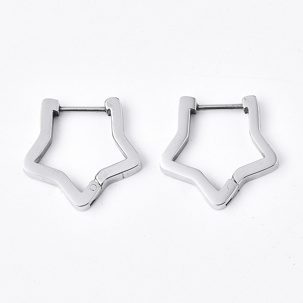 

PandaHall 304 Stainless Steel Huggie Hoop Earrings, Star, Stainless Steel Color, 18x19x3mm, Pin: 1mm 304 Stainless Steel Star