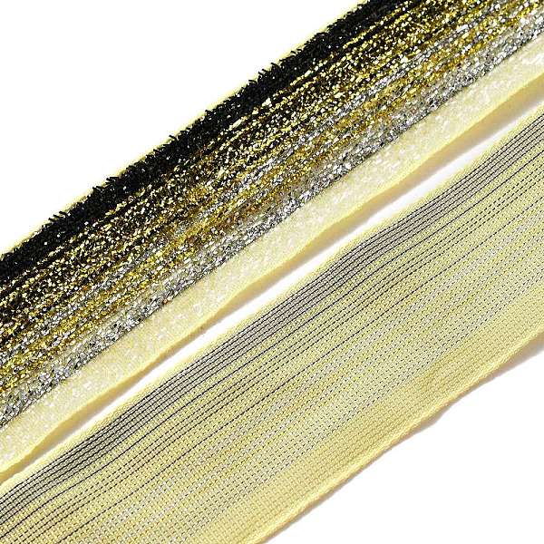 Fingerinspire 5.5 ヤード ゴールド グリッター ベルベット リボン 幅 25 ミリメートル ゴールデン カーキ グラデーション カラー メタリック ベルベット リボン クラフト ヘアリボン装飾用