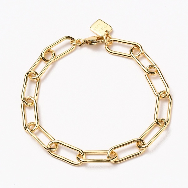 

PandaHall Brass Paperclip Chain Bracelets, with Lobster Claw Clasps, Long-Lasting Plated, Word Good Luck, Real 18K Gold Plated, 8-5/8 inch...