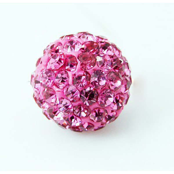 

PandaHall Polymer Clay Rhinestone Beads, Pave Disco Ball Beads, Grade A, Half Drilled, Round, Rose, PP9(1.5.~1.6mm), 6mm, Hole: 1.2mm..., Pink