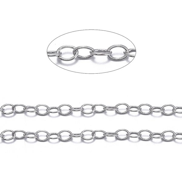 

PandaHall Brass Cable Chains, Unwelded, with Spool, Oval, Cadmium Free & Nickel Free & Lead Free, Platinum, 4x3x0.6mm, about 301.83 Feet...