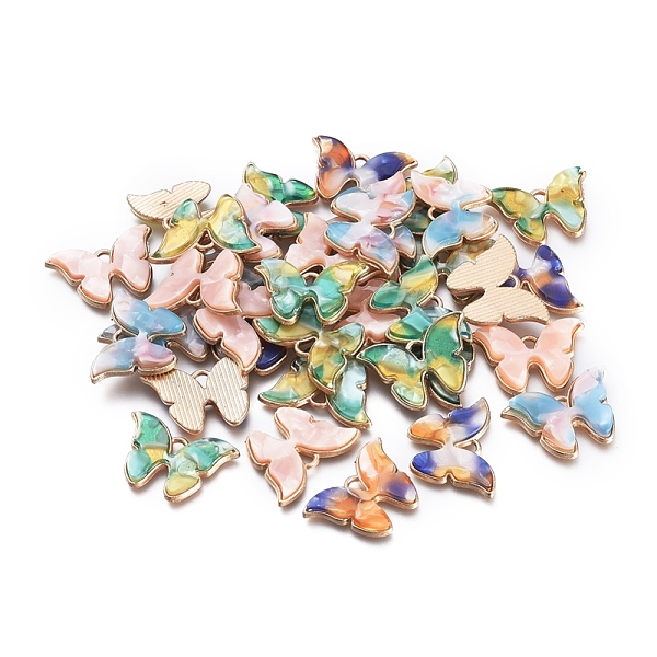 

PandaHall Alloy Pendants, with Cellulose Acetate(Resin), Butterfly, Light Gold, Mixed Color, 15.5x22x3mm, Hole: 1.8mm Cellulose Acetate..., Multicolor