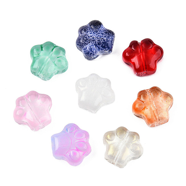 

PandaHall Transparent Glass Beads, Mixed Style, Dog Paw Prints, Mixed Color, 11x12x4.5mm, Hole: 1mm Glass Dog Multicolor