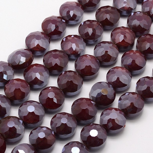 

PandaHall Electroplate Glass Beads Strands, Pearl Luster Plated, Faceted Flat Round, Mixed Color, 14x10mm, Hole: 1mm, about 22pcs/strand..., Multicolor