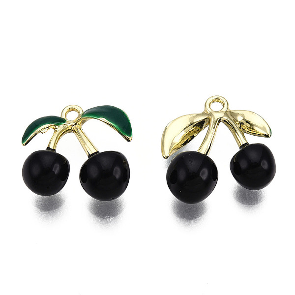 

PandaHall Rack Plating Alloy Enamel Pendants, Cadmium Free & Lead Free, Cherry Charms, Golden, Black, 14.5x15x7mm, Hole: 1.4mm Alloy+Enamel...