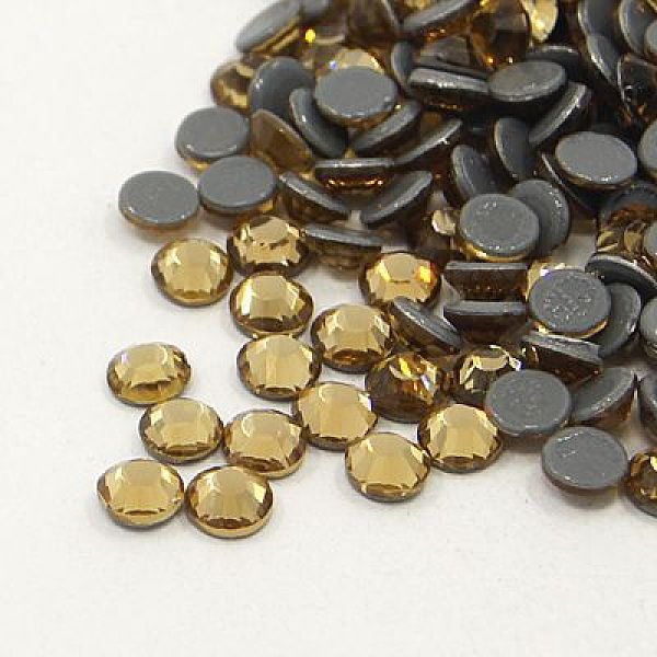 PandaHall Glass Hotfix Rhinestone, Grade AA, Flat Back & Faceted, Half Round, Light Colorado Topaz, SS10, 2.7~2.8mm, about 1440pcs/bag Glass...