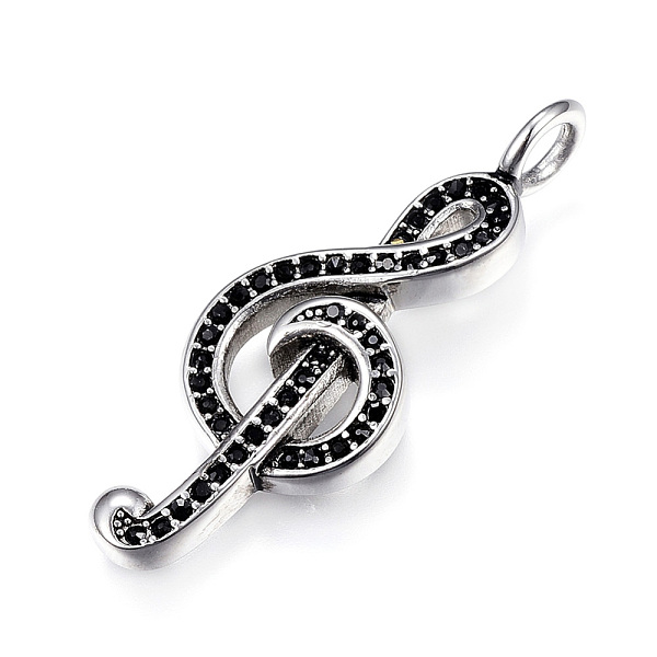 

PandaHall 316 Surgical Stainless Steel Rhinestone Pendants, Musical Note, Antique Silver, 37x14x6mm, Hole: 3.5mm Stainless Steel+Rhinestone..., Black