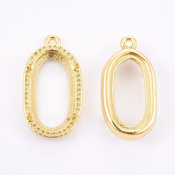 

PandaHall Brass Pendant Cabochon Open Back Settings, Long-Lasting Plated, Oval, Golden, Tray: 7.5x14mm, 19x10x2mm, Hole: 1mm Brass Oval