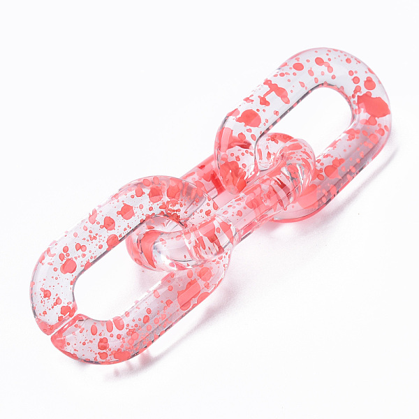 

PandaHall Transparent Acrylic Linking Rings, Quick Link Connectors, for Cable Chains Making, Oval, Salmon, 31x19.5x5mm, Inner Diameter..., Red