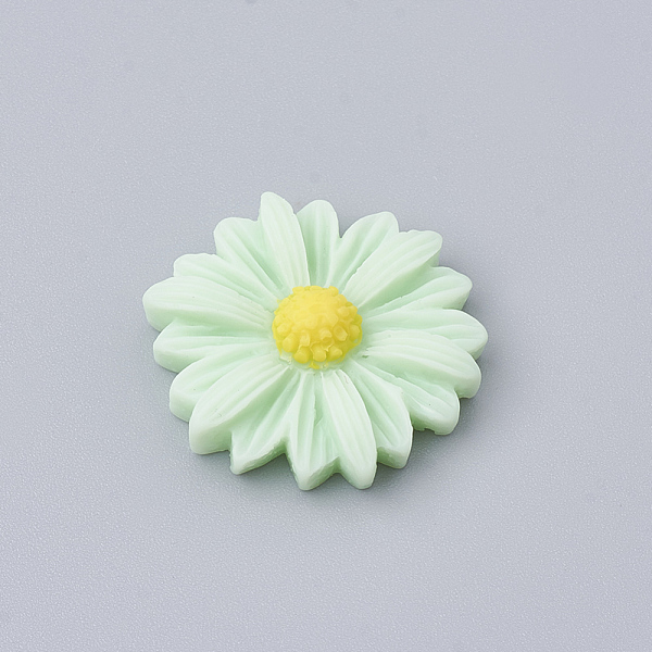 

PandaHall Resin Cabochons, Flower/Daisy, Aquamarine, 23x22x7mm Resin Flower Green