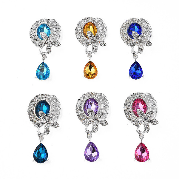 

PandaHall Alloy Cabochons, with Acrylic Rhinestone and Crystal Rhinestone, Cadmium Free & Lead Free, Faceted, Oval with Flower & Teardrop..., Multicolor