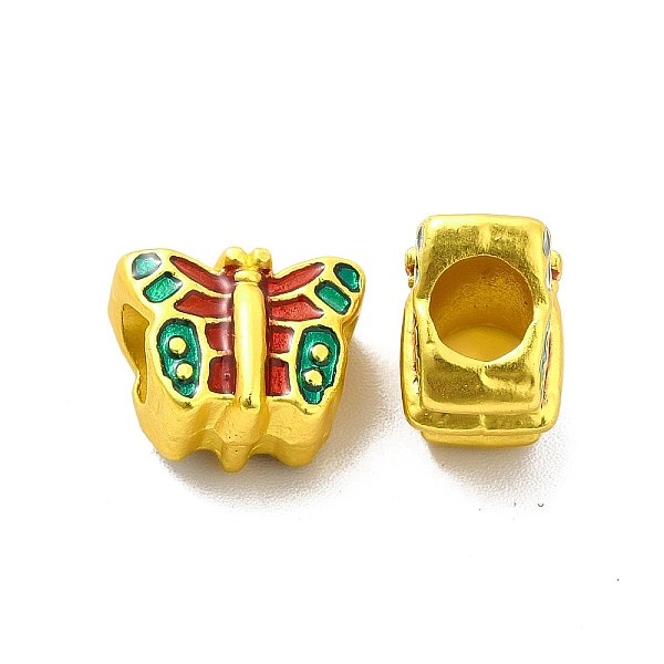 

PandaHall Rack Plating Alloy Enamel European Beads, Large Hole Beads, Butterfly, Matte Gold Color, 9.5x12.5x8mm, Hole: 4.5mm Alloy+Enamel...
