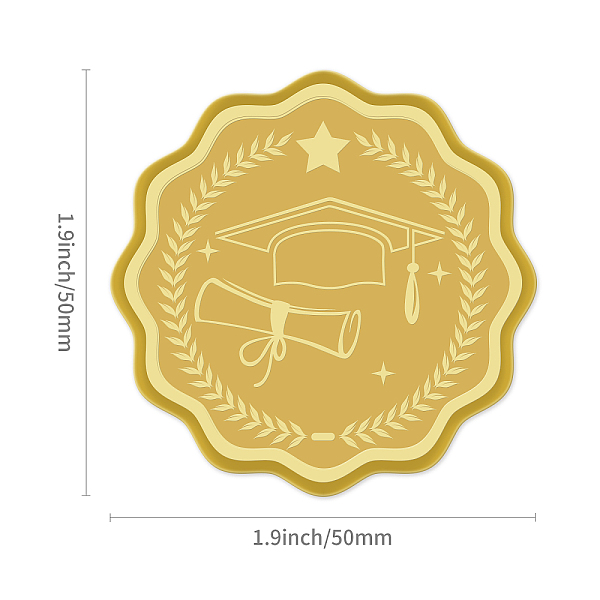 

PandaHall Self Adhesive Gold Foil Embossed Stickers, Medal Decoration Sticker, Hat Pattern, 5x5cm Metal Hat Gold