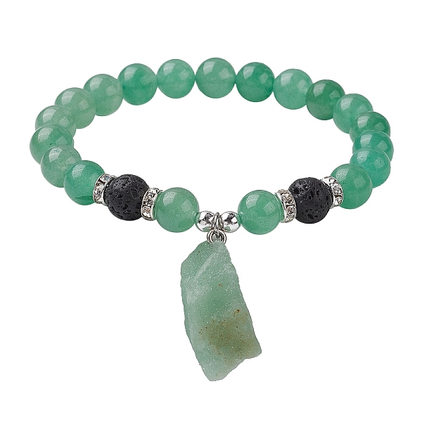 

PandaHall Natural Green Aventurine Beaded Stretch Bracelets, Rough Raw Stone Charms Bracelets for Women, Inner Diameter: 2-1/4 inch(5.8cm)...