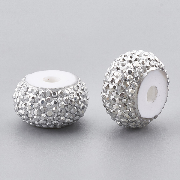 

PandaHall Resin Rhinestone Beads, Rondelle, White, 14x8mm, Hole: 2.5mm Resin+Rhinestone Rondelle White