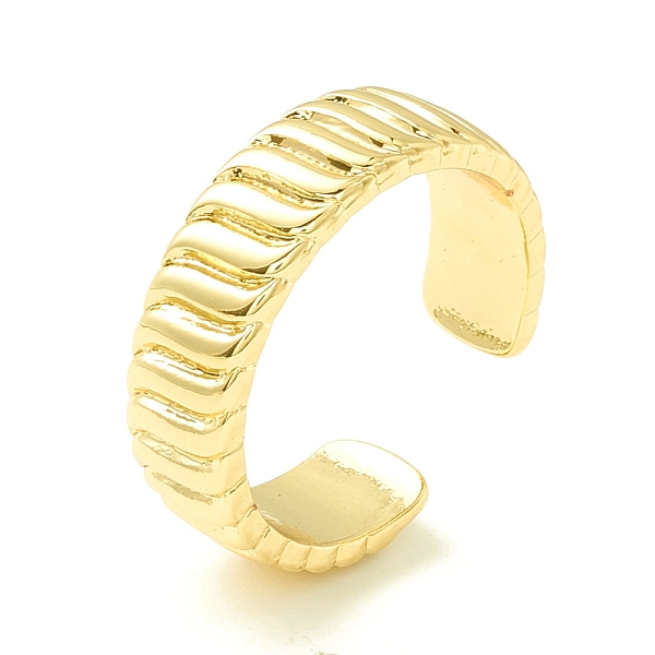 

PandaHall Brass Grooved Open Cuff Ring for Women, Cadmium Free & Lead Free, Real 18K Gold Plated, US Size 7(17.3mm) Brass
