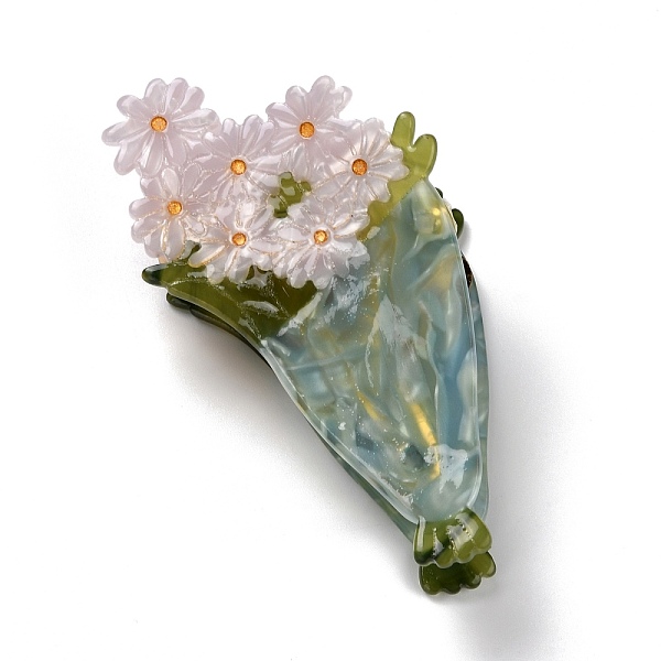 

PandaHall Cellulose Acetate(Resin) Claw Hair Clips, with Golden Iron Findings, Flower, Colorful, 84x44x32mm Resin