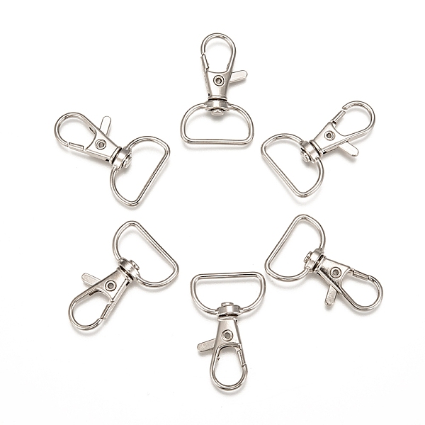 

PandaHall Zinc Alloy Swivel D Rings Lobster Claw Clasps, Swivel Snap Hook, Platinum, 38x24mm, Hole: 8x20mm Alloy