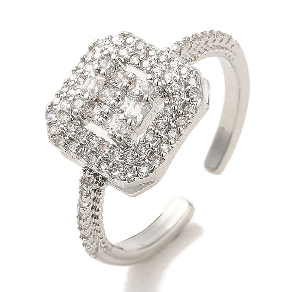 

PandaHall Brass Micro Pave Cubic Zirconia Rings for Women, Long-Lasting Plated, Square, Platinum, Adjustable Brass+Cubic Zirconia Square..., Clear