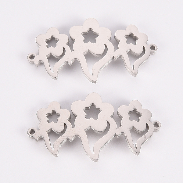 

PandaHall 304 Stainless Steel Link Connectors, Laser Cut, Flower, Stainless Steel Color, 16.5x30x1.5mm, Hole: 1.2mm 304 Stainless Steel...