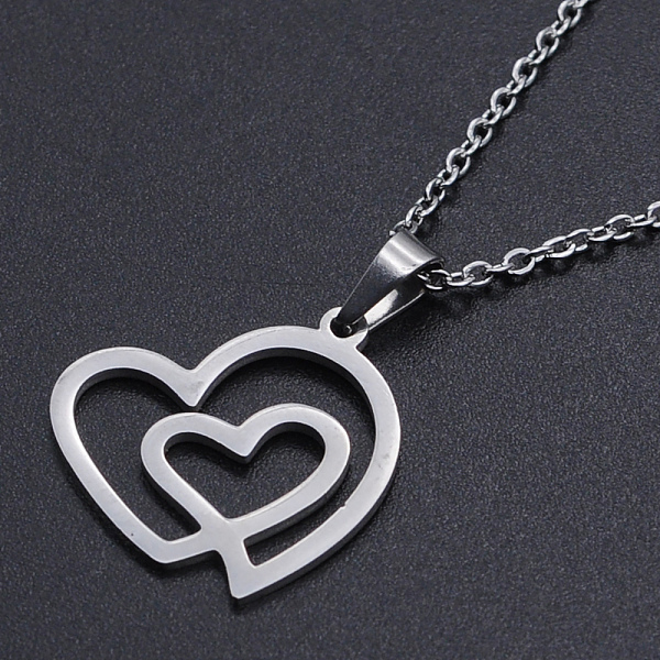 

PandaHall 201 Stainless Steel Pendants Necklaces, with Cable Chains and Lobster Claw Clasps, Heart, Stainless Steel Color, 17.71 inch(45cm)...