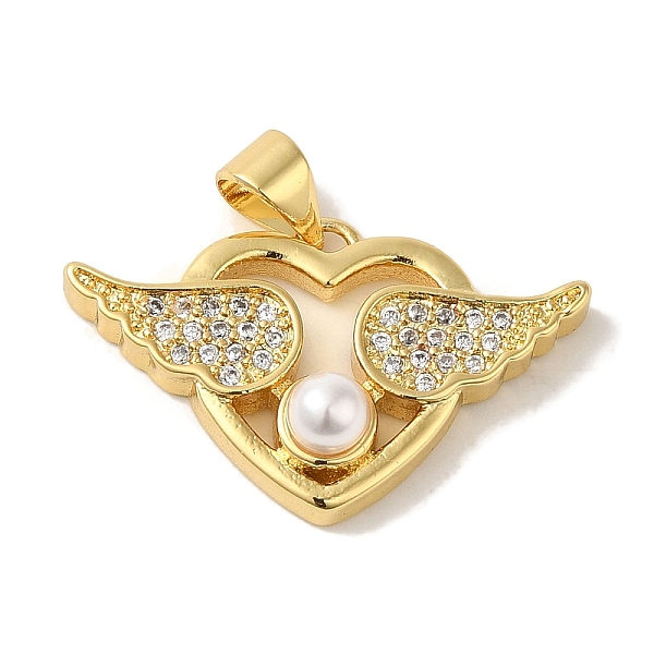 

PandaHall Rack Plating Brass Micro Pave Clear Cubic Zirconia Pendants, with Plastic Pearl Beads, Cadmium Free & Lead Free, Long-Lasting...