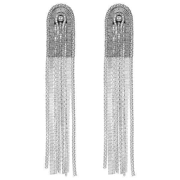 PandaHall SUPERFINDINGS 2Pcs Shoulder Epaulets Tassels Chain Rivet Fringe Shoulder Pieces Platinum Metal Epaulettes Beads Crystal Shoulder...