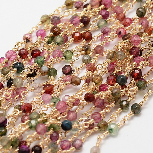 

PandaHall 3.28 Feet Faceted Round Natural Agate Handmade Beaded Chains, Unwelded, with Golden Brass Findings, Cadmium Free & Nickel Free &...