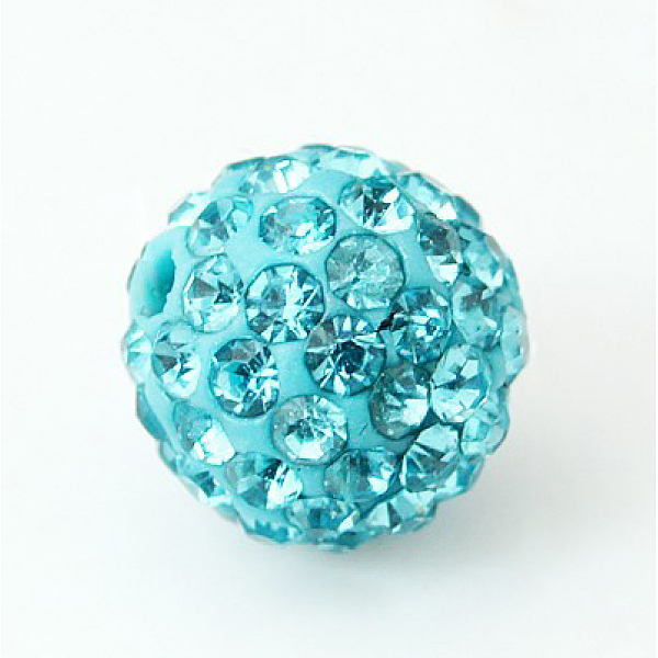 

PandaHall Polymer Clay Rhinestone Beads, Pave Disco Ball Beads, Grade A, Aquamarine, PP9(1.5.~1.6mm), 6mm, Hole: 1.2mm Polymer Clay+Glass..., Cyan