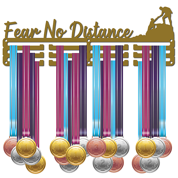 

PandaHall Iron Medal Holder Frame, Medals Display Hanger Rack, with Screws, Rectangle with Fear No Distance, Dark Goldenrod, 138x400mm Iron..., Brown