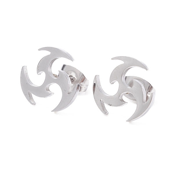 

PandaHall Windmill 304 Stainless Steel Stud Earrings for Women, Stainless Steel Color, 11.5mm, Pin: 0.7mm 304 Stainless Steel Playing Theme