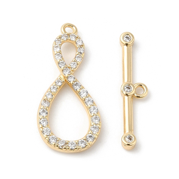 

PandaHall Brass Micro Pave Clear Cubic Zirconia Toggle Clasps, Infinity, Real 18K Gold Plated, Infinity: 22x10x3mm, Hole: 1.2mm, Bar...