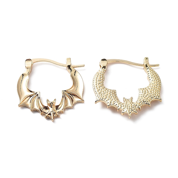 

PandaHall Alloy Bat Hoop Earrings for Women, Light Gold, 25x24x3mm Alloy Bat
