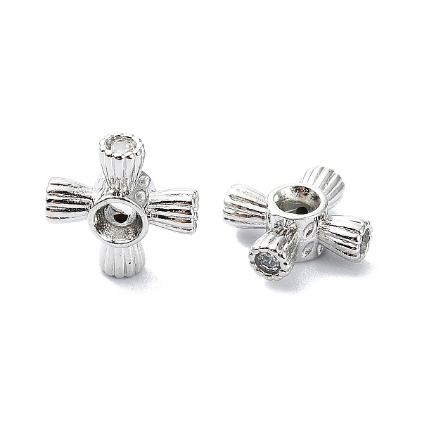 

PandaHall Rack Plating Brass Micro Pave Clear Cubic Zirconia Beads, Long-Lasting Plated, Cross, Platinum, 10x10x4mm, Hole: 1.9mm Brass+Cubic...