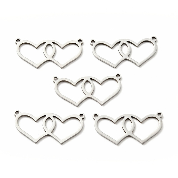 

PandaHall 304 Stainless Steel Links Connectors, Double Heart, Stainless Steel Color, 13x26.5x1mm, Hole: 1.3mm 304 Stainless Steel Heart