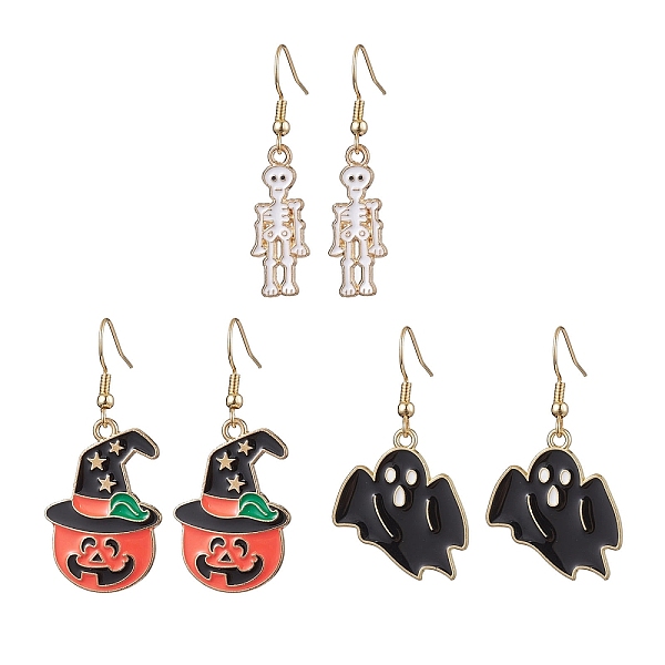 

PandaHall 3Pairs 3 Styles Halloween Alloy Enamel Dangle Earrings, 304 Stainless Steel Earrings for Women, Mixed Color, 41.5~47x10~21mm..., Multicolor