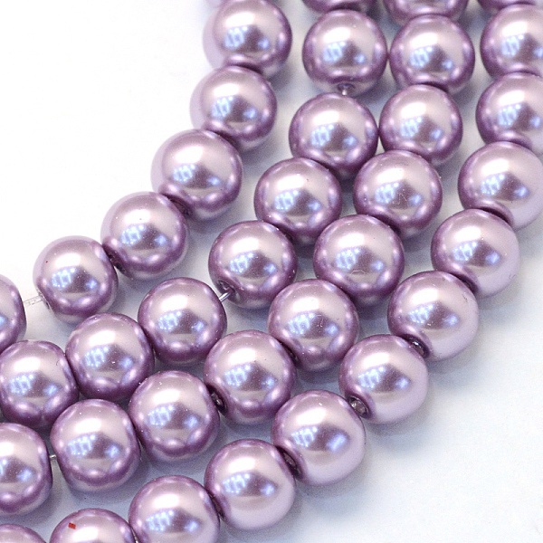 

PandaHall Baking Painted Pearlized Glass Pearl Round Bead Strands, Plum, 8~9mm, Hole: 1mm, about 100~105pcs/strand, 31.4 inch Glass Round..., Purple