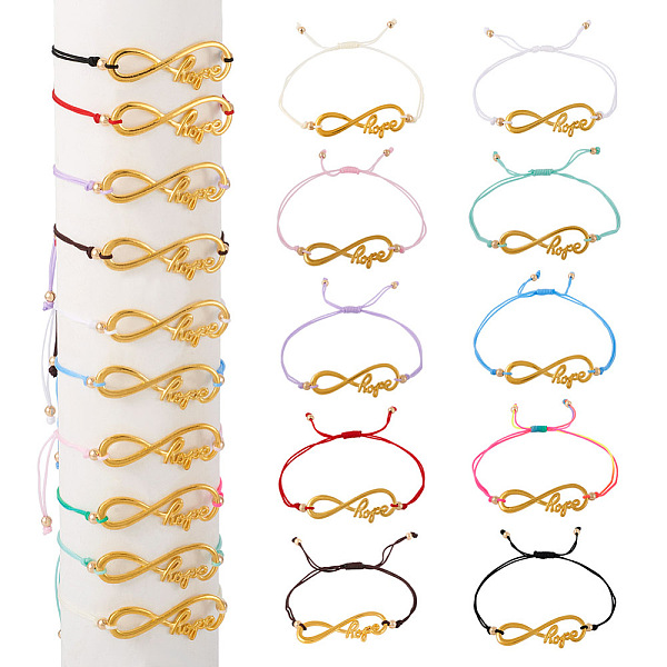 

PandaHall 10Pcs 10 Color Alloy Infinity with Hope Link Bracelets Set for Men Women, Golden, Inner Diameter: 3-1/2 inch(9cm), 1Pc/color Alloy..., Multicolor